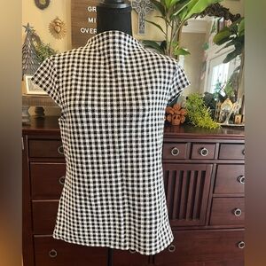 Ann Taylor Black and White Gingham Blouse